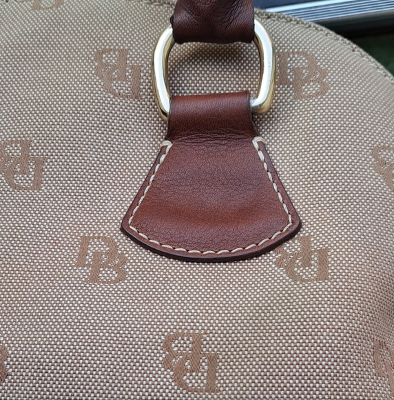 Vintage Dooney & Bourke Tan and Brown Logo Satchel - Picture 8 of 16